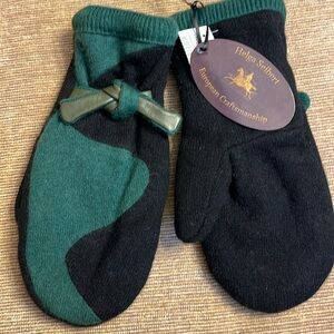 Helga Seibert cashmere and leather mittens NWT